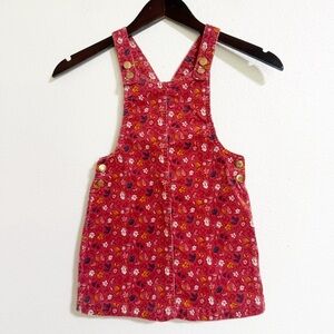 Tahari Girls Floral Corduroy Overall Jumper Dress